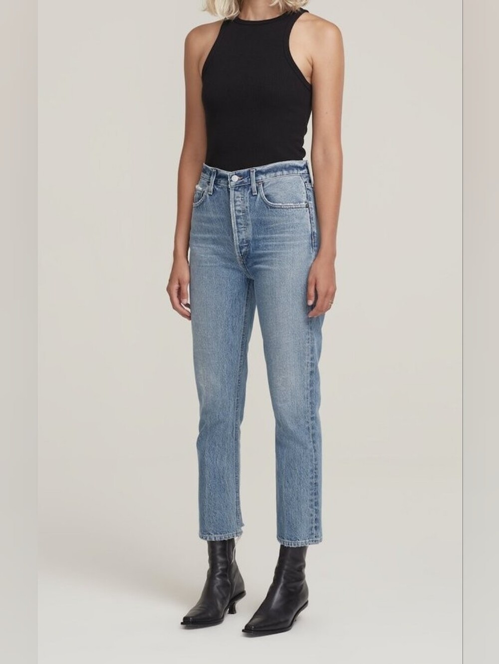 AGOLDE Riley High Rise Straight Crop in Emulsion Jeans SZ 22